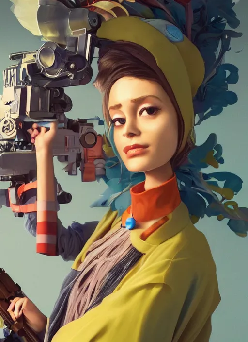 Prompt: an anthropomorphic beautiful female scientist portrait holding a science fiction sniper rifle wearing colourful robe, fine art, award winning, intricate, elegant, sharp focus, octane render, hyperrealistic, wizard hat cinematic lighting, highly detailed, digital painting, 8 k concept art, art by jamie hewlett and z. w. gu, masterpiece, trending on artstation, 8 k