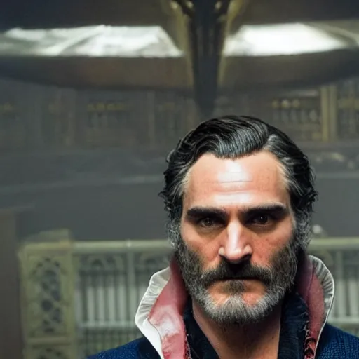 Image similar to A still of Joaquin Phoenix as Dr. Strange. Extremely detailed. Beautiful. 4K. Award winning.