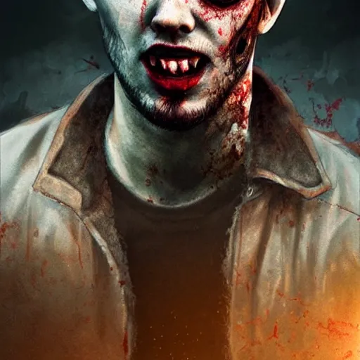 Image similar to angry urban zombie portrait of nicholas hoult, grimdark horror, stylized digital illustration, radiating a glowing aura, global illumination, ray tracing, hdr, fanart arstation by ian pesty and katarzyna bek - chmiel