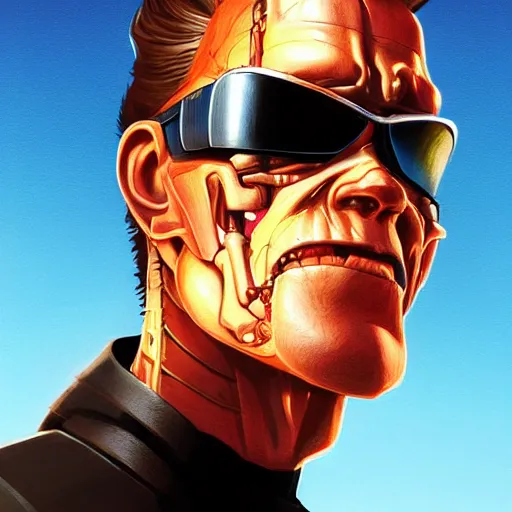 Image similar to Terminator with an Onion head 4k video game icon design, 2d game fanart behance hd by Jesper Ejsing, by RHADS, Makoto Shinkai and Lois van baarle, ilya kuvshinov, rossdraws global illumination