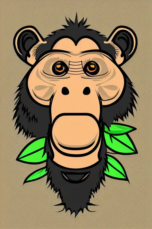 Prompt: Weed smoking monkey, sticker, andromorphic, colorful, illustration, highly detailed, simple, smooth and clean vector curves, no jagged lines, vector art, smooth
