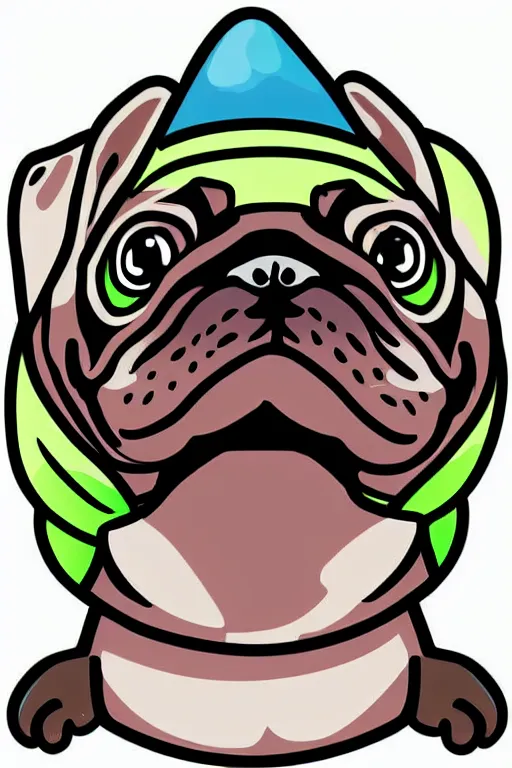 Image similar to Portrait of a drug dealer pug, sticker, andromorphic, colorful, illustration, highly detailed, simple, smooth and clean vector curves, no jagged lines, vector art, smooth