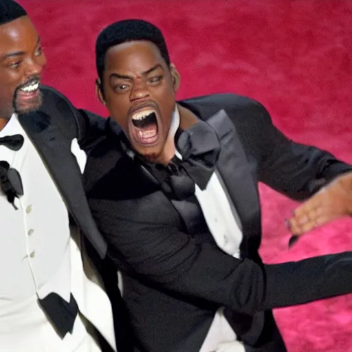 Image similar to chris rock slapping will smith at the oscars 2022