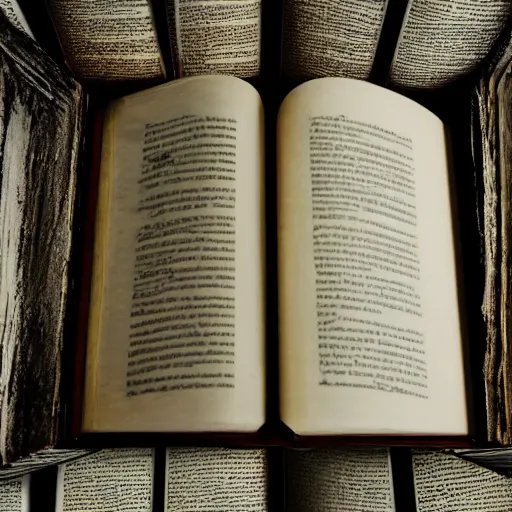 Prompt: high quality studio photography of frightening book with monster hands emerging, horror texture background