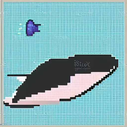 Prompt: vector art,pixel game, floating cute whale