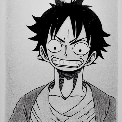 Image similar to a portrait of Luffy from one piece by eiichiro oda. He is wearing a beanie, and has a serious look on his face, hyper-detailed masterpiece