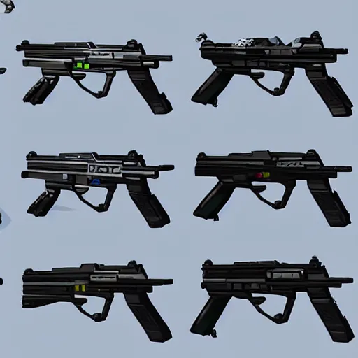 Image similar to cyberpunk pistols, stylized, fortnite, 4K