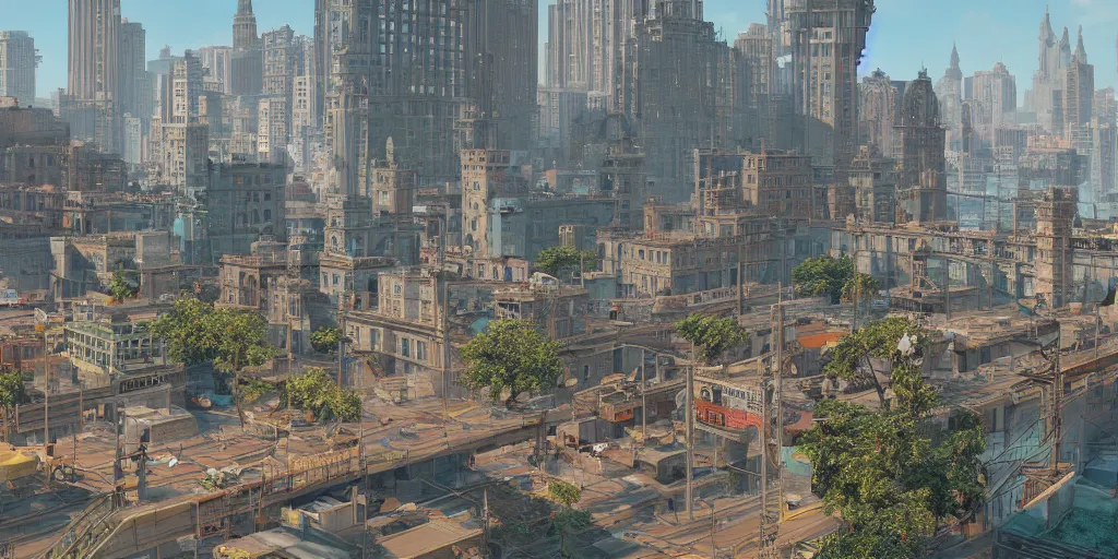 Prompt: 4K realistic rendering of A cityscape by Wes Anderson, unreal engine 5, vray, photo realistic, hyper detailed, intricate