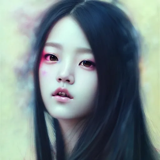 Image similar to jisoo of blackpink, hyperrealistic portrait, by karol bak and agnes cecile and artgerm, fantasy art, photo realistic, dynamic lighting, artstation, poster, volumetric lighting, very detailed face, 8 k, award winning