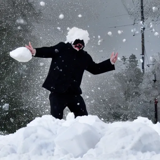 Image similar to a snowball falling on a man's head. the snowball is shattering into pieces.