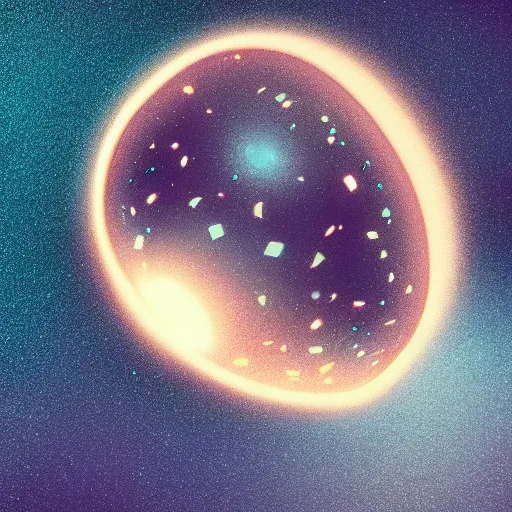 Prompt: a tiny universe that fits in a shell, octane render