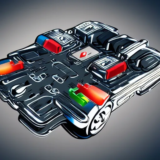 Image similar to car engine, concept, card form, cyberpunk style