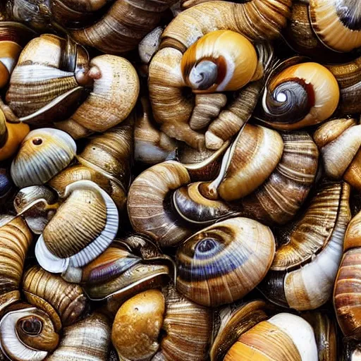 Image similar to a group of snails protesting in the forest. photograph, hyper-realistic