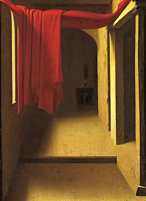 Image similar to red candle, medieval painting by jan van eyck, johannes vermeer, florence