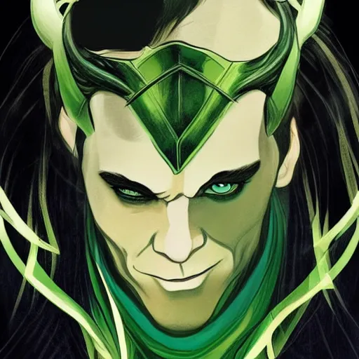 Prompt: !dream The artwork is conceptual artwork for a graphic novel that shows Loki, the god of mischief, in a variety of emotional states. Lee Garbett produced the artwork in 2015. The illustration is wonderfully detailed, and each expression on Loki's face is well captured.