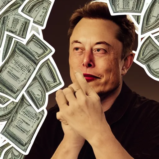 Prompt: Elon Musk counting Money, Digital art, Art, Concept art,