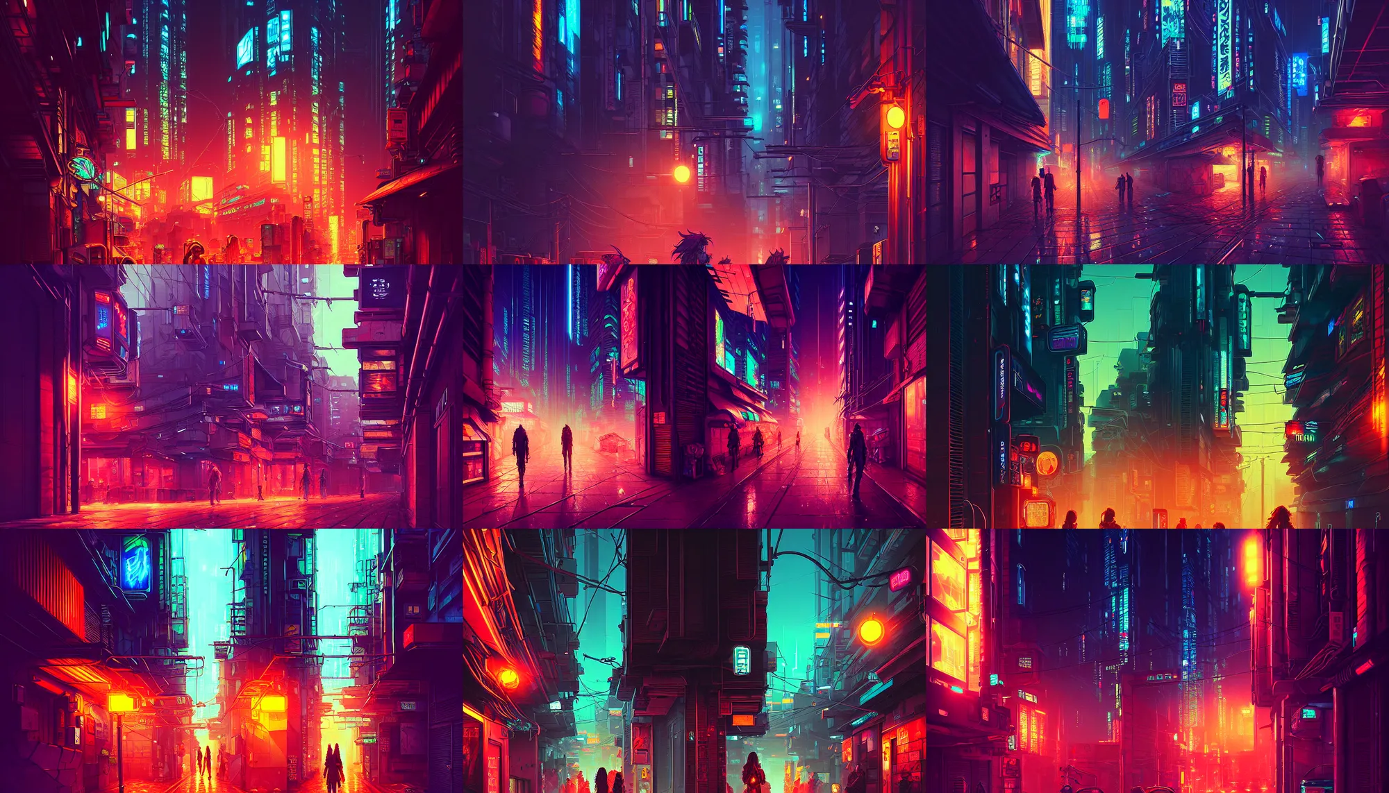 cyberpunk street at night, low - level view, path | Stable Diffusion