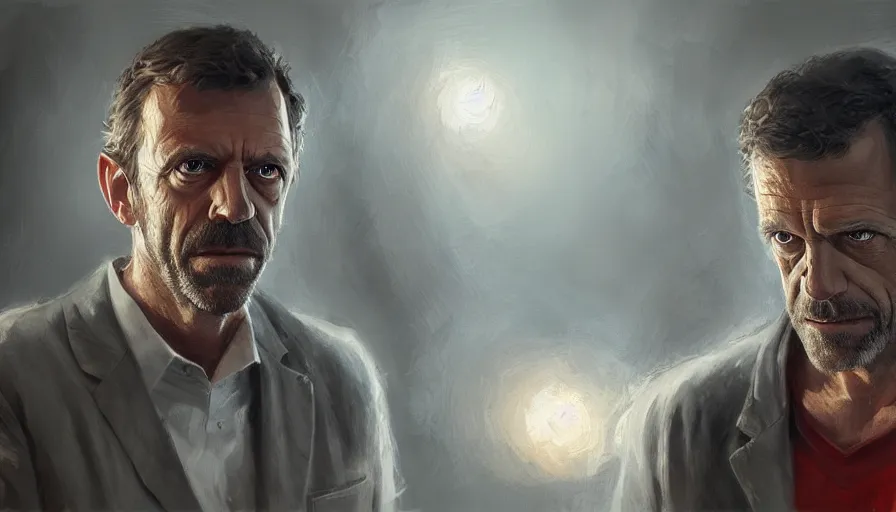 Image similar to concept art of dr house, wallpaper, cinematic shot, oil painting by jama jurabaev, extremely detailed, brush hard, artstation, high quality, brush stroke