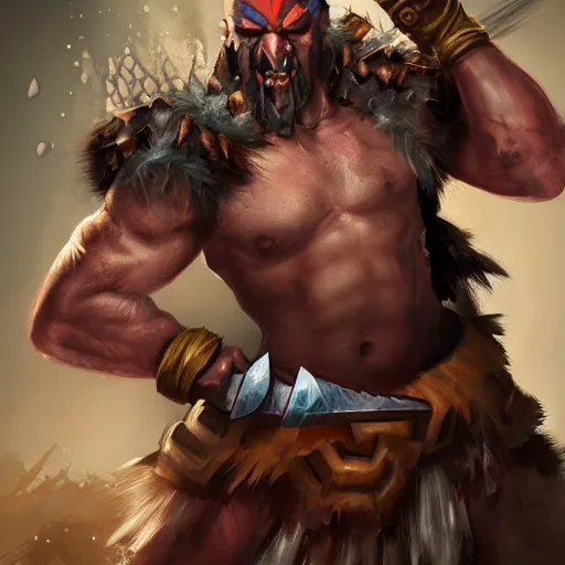 Prompt: splashart of a mad barbarian