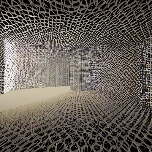 Image similar to architecture made of bees cells, geometric pattern, ultradetailled, uplight, octane render,