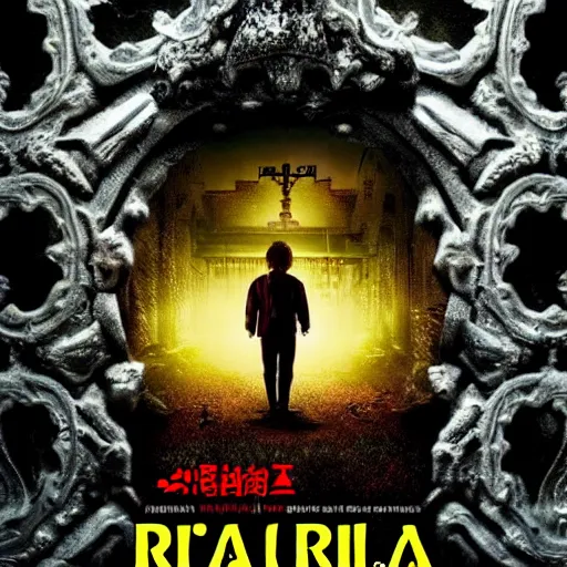 Image similar to ultra - photorealistic, new horror movie poster from takeshi miike, intricate details, sharp focus, perfect baroque like real project, symmetrical