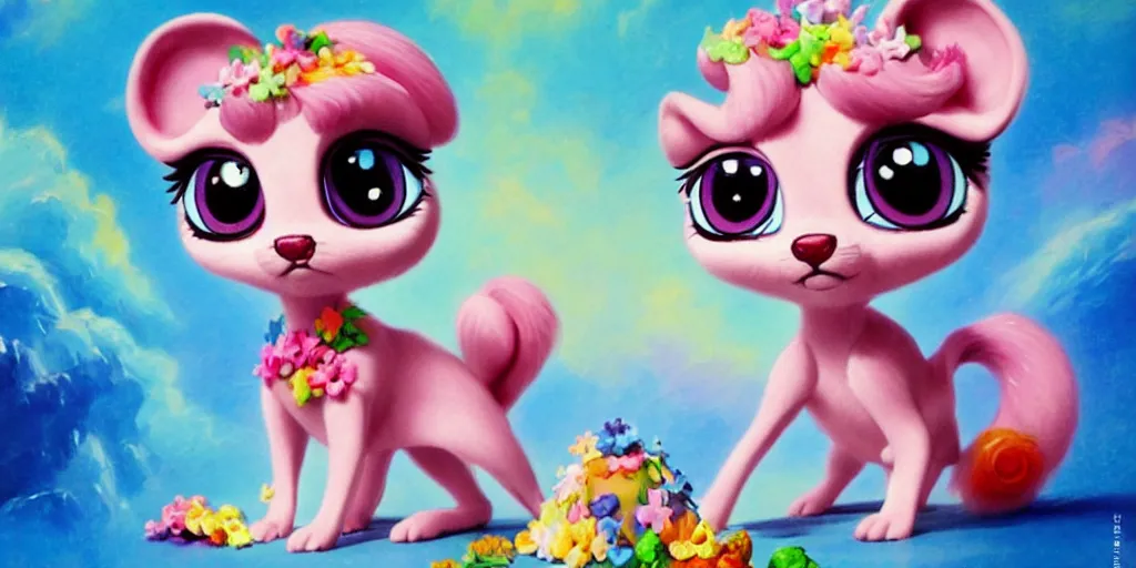 Prompt: 3 d littlest pet shop animal / ice cream hybrid, master painter and art style of noel coypel, art of emile eisman - semenowsky, art of edouard bisson