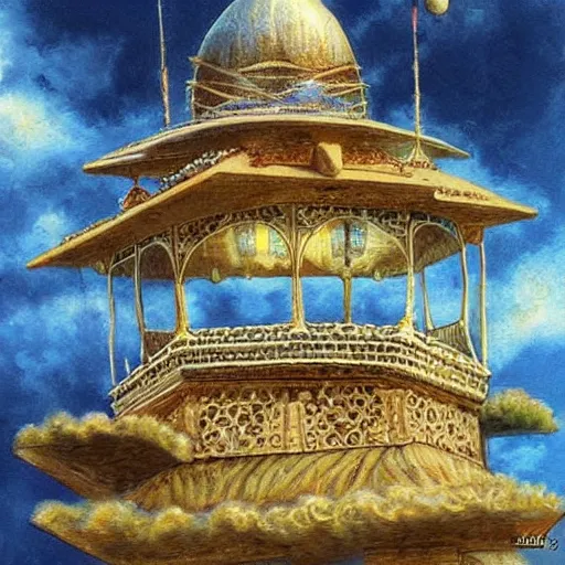 Prompt: a ottoman structure in the sky, fantasy art, intricate