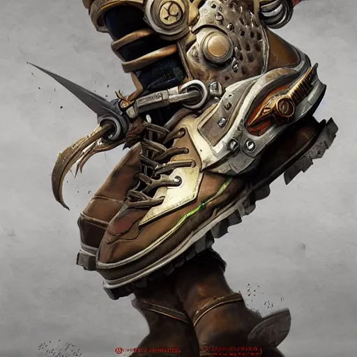 Image similar to sneaker, steampunk, sculpture, concept art, smooth, sharp focus, illustration, concept art by tooth wu, blizzard warcraft artwork