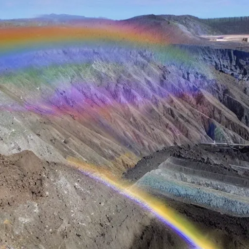 Prompt: rainbow coal mine