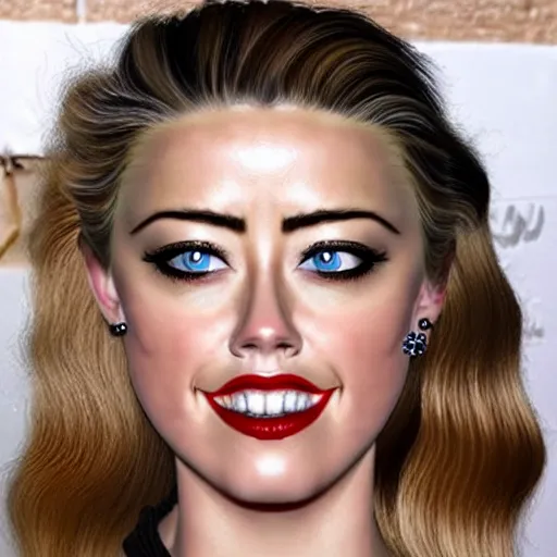 Image similar to a [ gourd ] carved shaped to look like ( amber heard face ) hybrid intercross