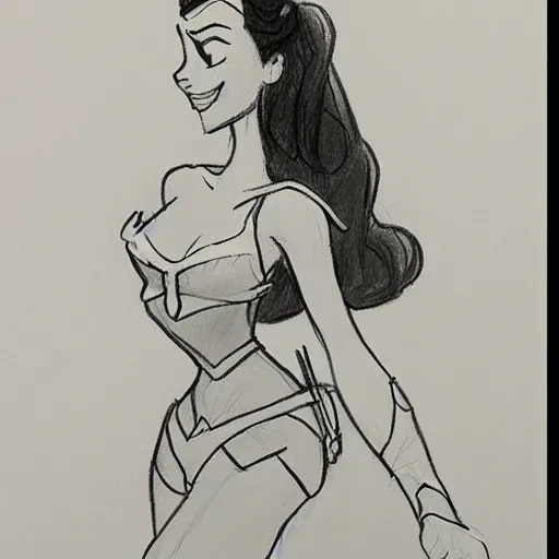 Image similar to milt kahl sketch of thick and curvy victoria justice as princess padme from star wars episode 3