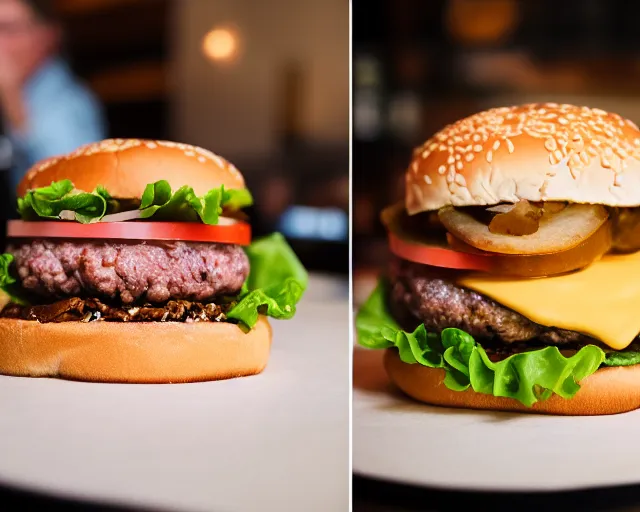 Prompt: 8 5 mm food photography of a large brains - burger at a restaurant. highly detailed 8 k. intricate. lifelike. soft diffused light. nikon d 8 5 0.