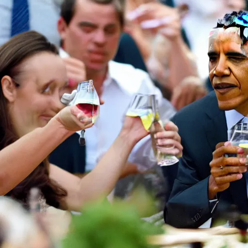 Image similar to obama drunk drinking rakija catching pokemon