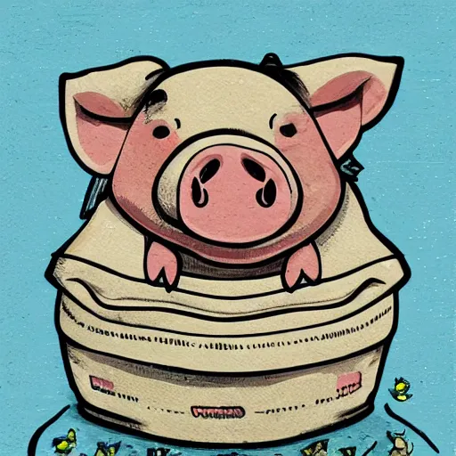 Image similar to pig in the style of muti