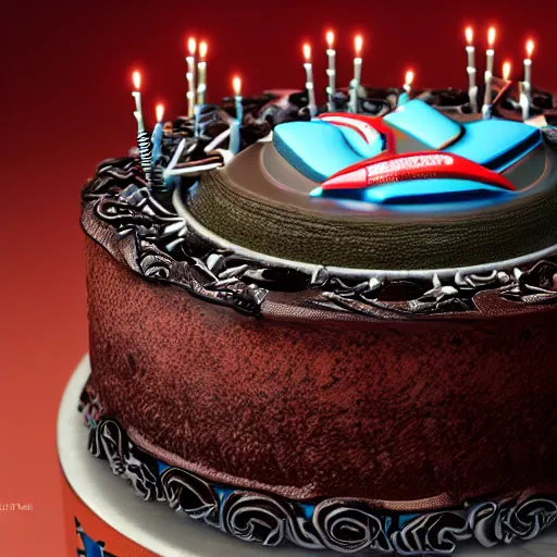 Image similar to an intricate render of a birthday cake with a GT3S, unreal engine, rendered by Octane, 4k