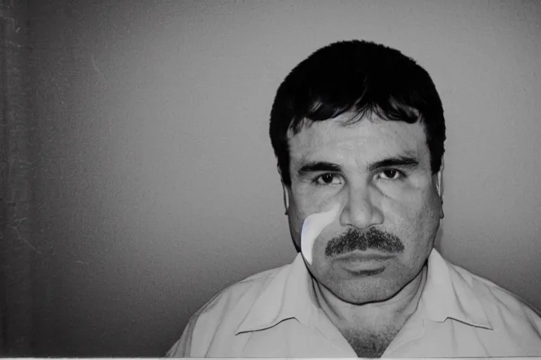 Image similar to el chapo is meditating in the middle of a prison cell. he has 8 wives. 35 mm