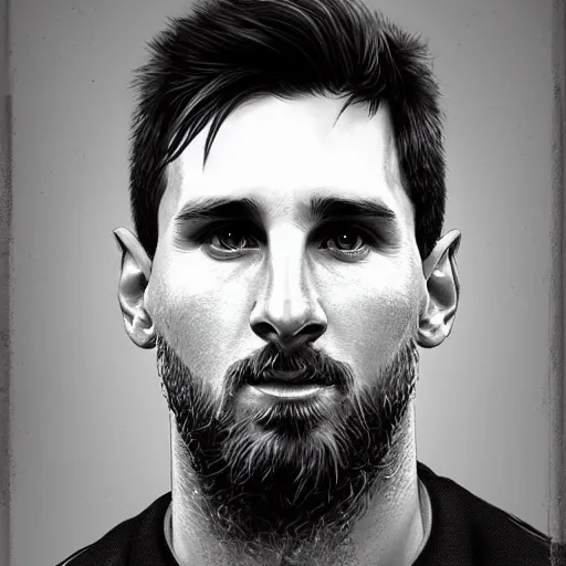 Prompt: a well designed portrait of Messi , detailed, realistic, sketch style, Artstation,Greg Rutkowski, 8K resolution.