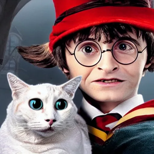 Image similar to harry potter as cat in the hat