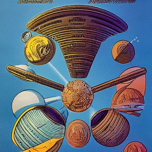 Prompt: the crew of the enterprise - d on the style of jean giraud moebius