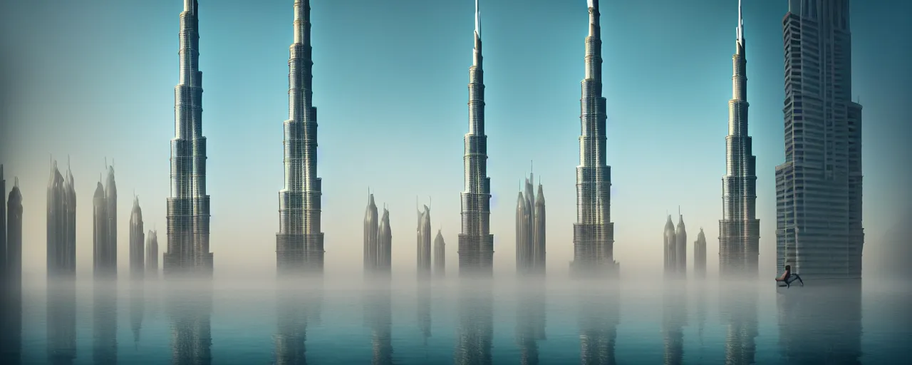 Prompt: ultra realistic muted colors dubai city with burj khalifa horror photo of a dimly lit alien underwater landscape, very intricate details, focus, full frame image, high contrast, cgi render, artwork by tooth wu and wlop and beeple and greg rutkowski, award winning