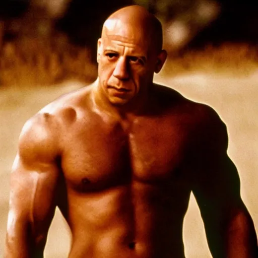 Image similar to candid photo of Vin Diesel dressed as a Namekkian warrior by Annie Leibowitz, photorealisitc, extremely detailed, UHD, correct face, hyperrealistic