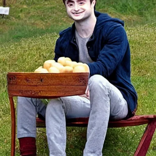 Image similar to daniel radcliffe as potato chair