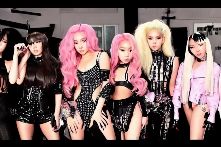 Image similar to music video screenshot of lady gaga with blackpink