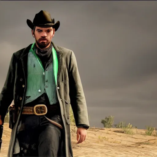 Image similar to Film still of Jacksepticeye, from Red Dead Redemption 2 (2018 video game)