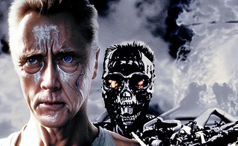 Image similar to VFX film James Cameron's The Terminator starring Christopher Walken