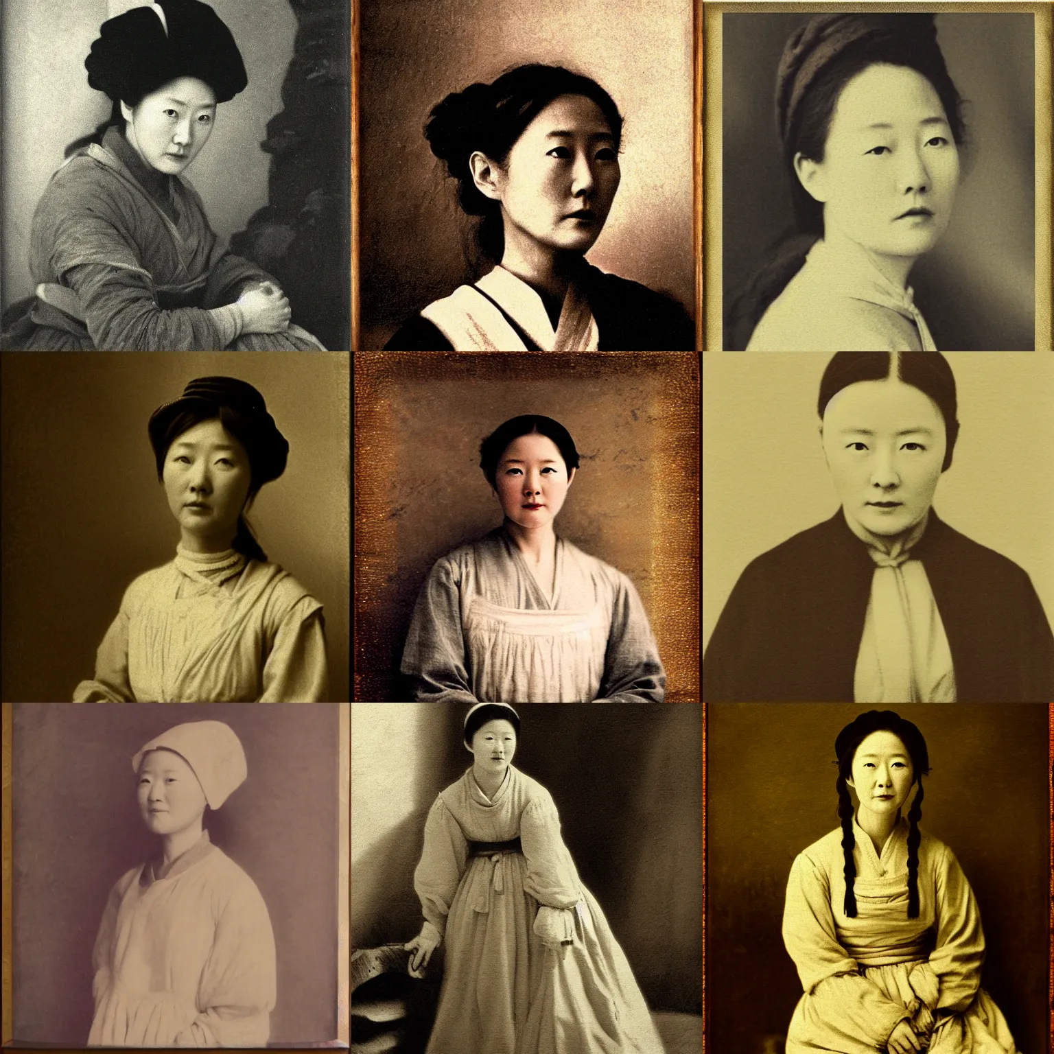 Prompt: lee young ae, as a european peasant woman., film grain, gamma camera, edison blurb lights canvas, artwork by camille corot