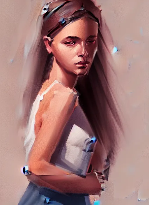 Image similar to portrait of a gorgeous young woman in the style of stefan kostic, artstation, concept art