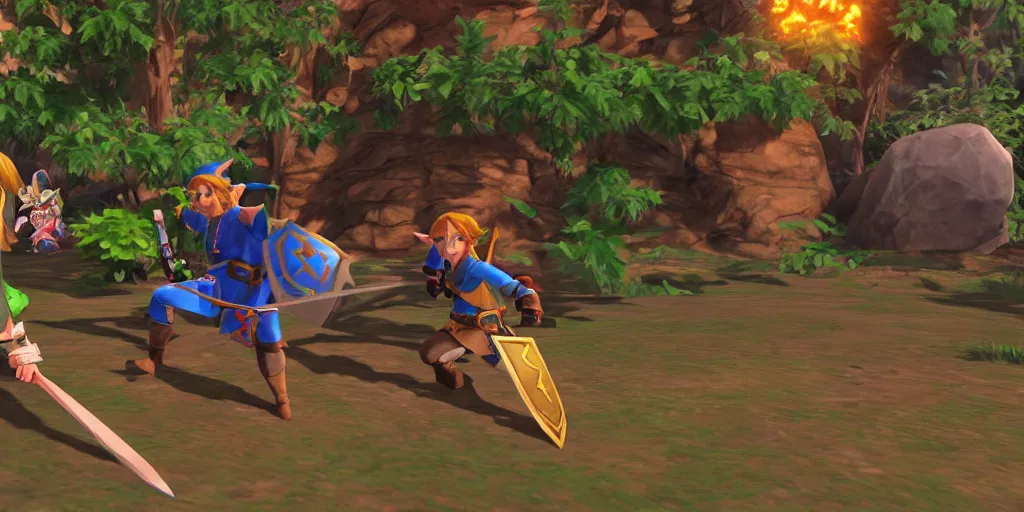 Image similar to closeup screenshot of two dimensional zelda game, 8 k, close up