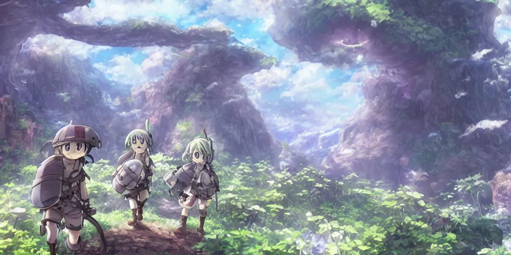 Prompt: made in abyss landscape style