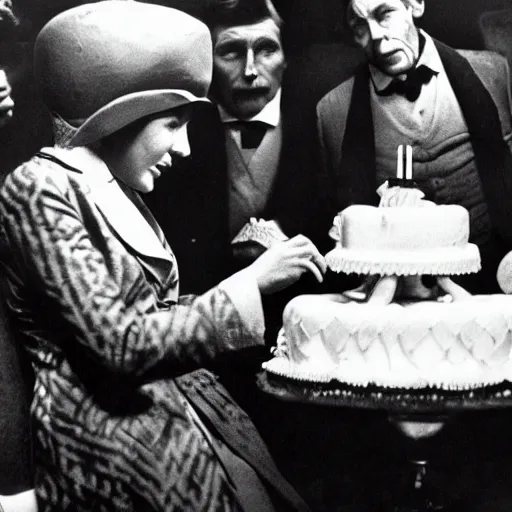 Image similar to the elephant man having a birthday party cinematic 3 5 mm